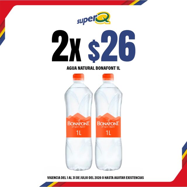 Promoción Súper Q · Agua Bonafont 1 L