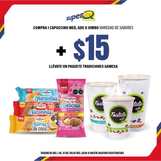 Promoción Súper Q · Tostato Café + Gamesa